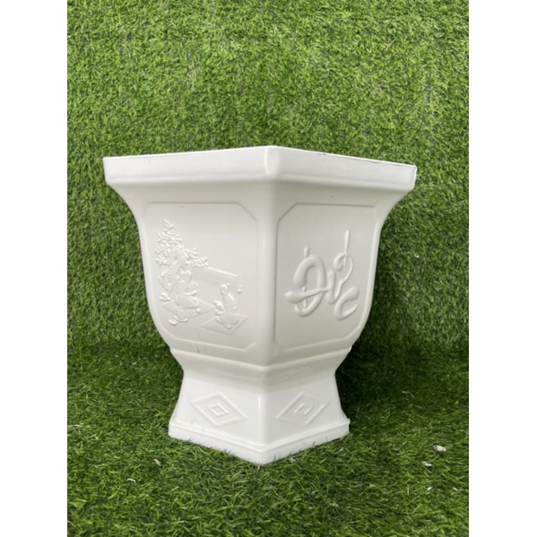 (32x30cm) Chậu nhựa cao cấp Ly chân cao lục giác họa tiết nổi size 1 trồng hoa cây cảnh cực sang