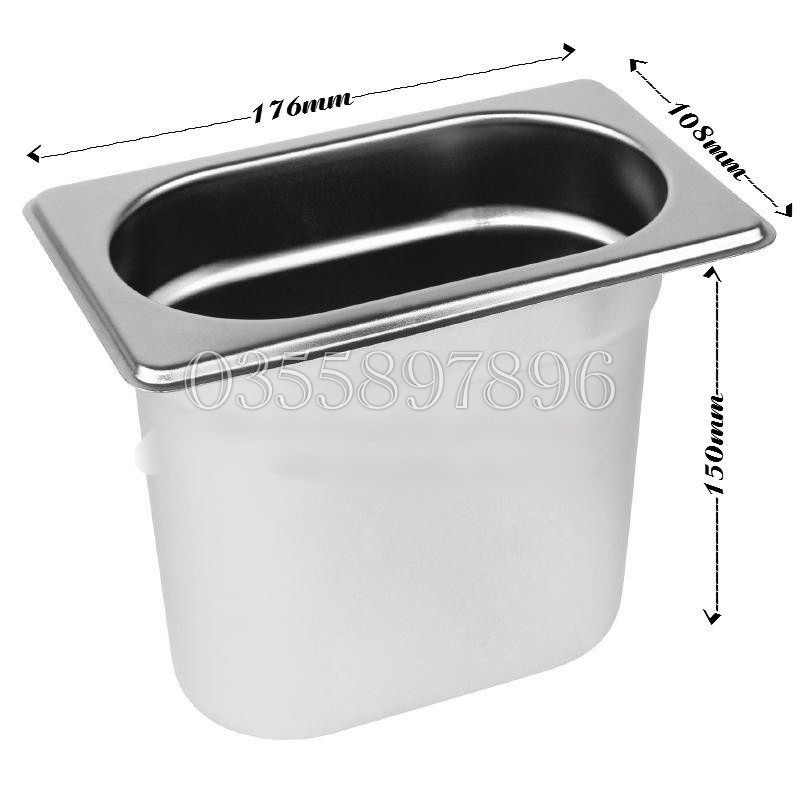 Khay đựng thực phẩm inox , đựng thạch Topping Inox 1/9