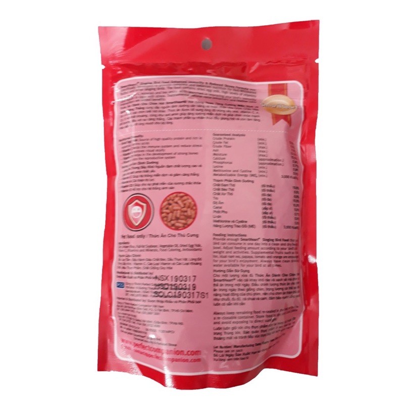 SmartHeart Cám Chào Mào Thái (Đỏ) 100g - Thức Ăn Chim