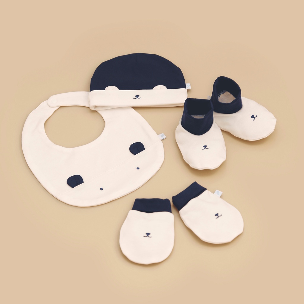 Bao Tay, Bao Chân, Yếm, Mũ Nous nguyên set cho bé sơ sinh