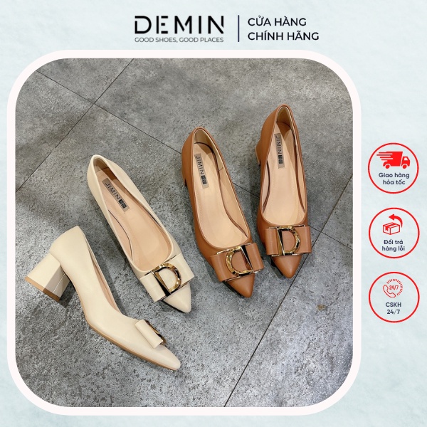 Giày cao gót DEMIN cao gót mũi nhọn êm chân đế 5cm - DCG145