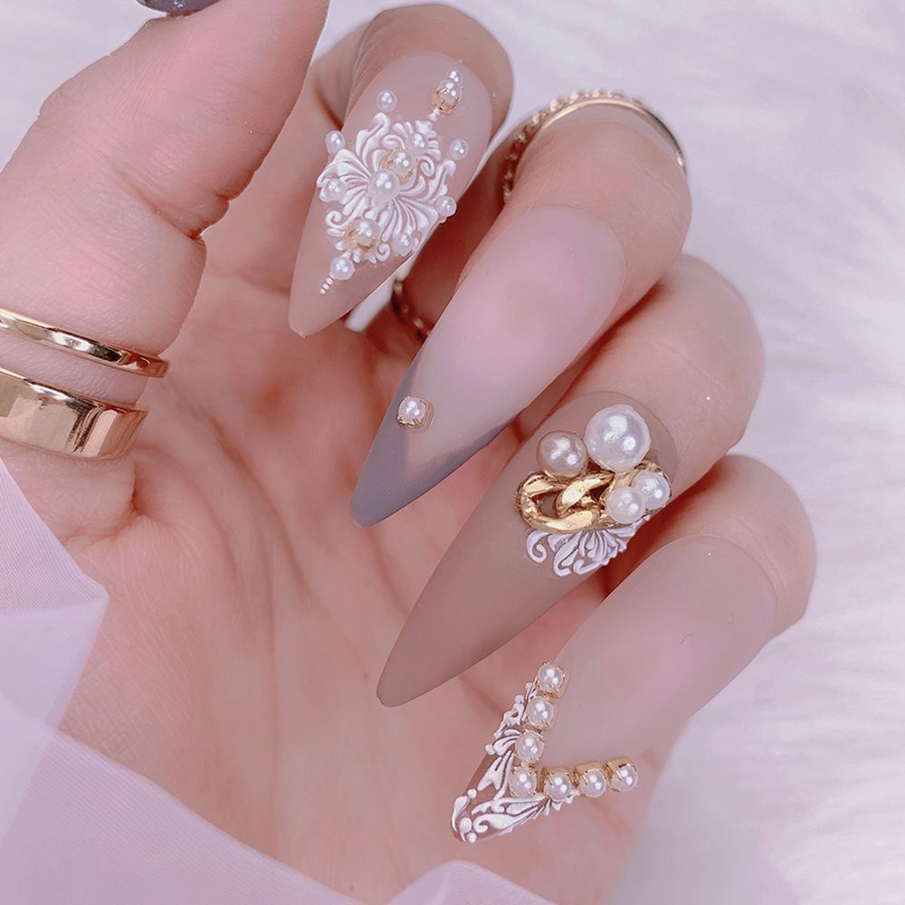 [Hàng mới về] Miếng dán trang trí móng tay 5D họa tiết hoa trắng thời trang tự làm độc đáo