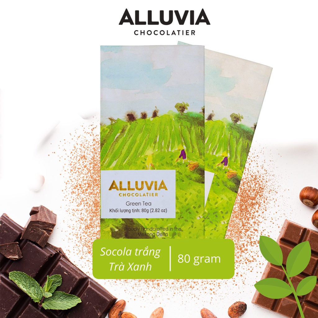 Socola matcha trà xanh Nhật Bản Alluvia Chocolate thanh lớn 80 gram | White chocolate matcha greentea Japan | BigBuy360 - bigbuy360.vn