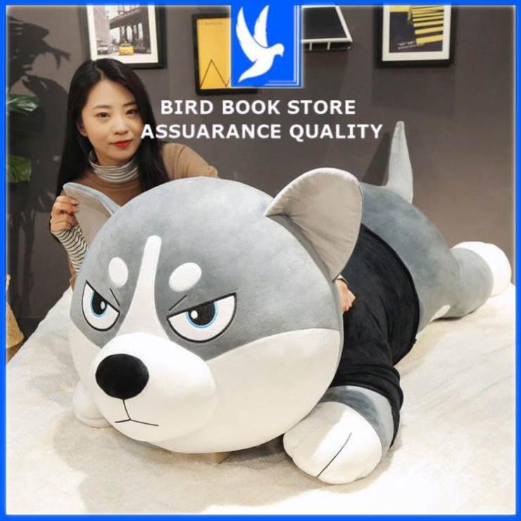 Gấu bông gối ôm ngủ Chó Husky - Chó Alaska Xám Bird book