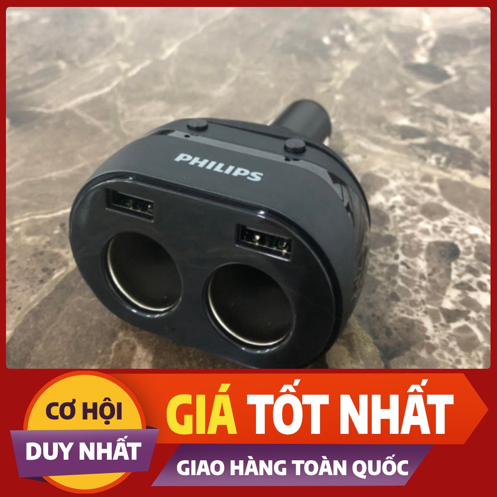 Bộ Chia Tẩu Sạc-Ô Tô-Cao Cấp-Chính Hãng-Philips-DLP3521N