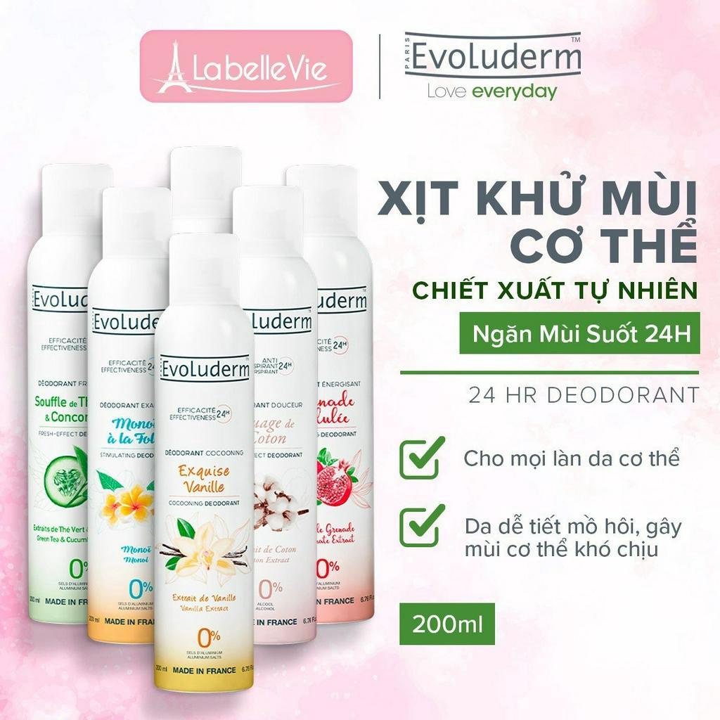 Xịt khử mùi toàn thân Evoluderm ngăn ngừa mùi, mồ hôi hiệu quả, lưu hương cả ngày 200ml