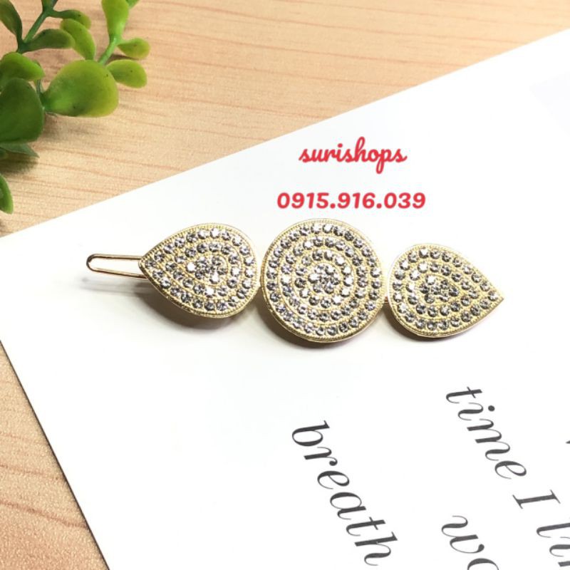 Kẹp mái kim loại đính đá nhân tạo