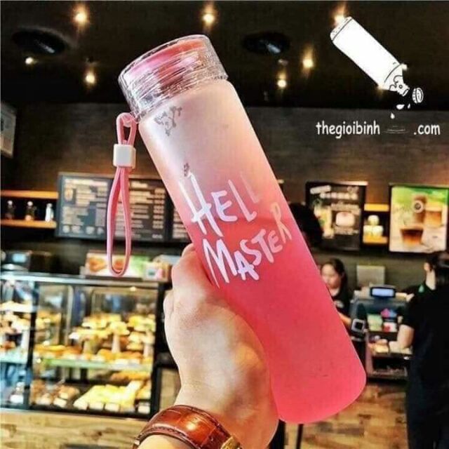 Bình Nước Thủy Tinh Nhiều Màu Hello Master Giá Ưu Đãi Dung Tích 450ml, Bình đựng nước tiện ích