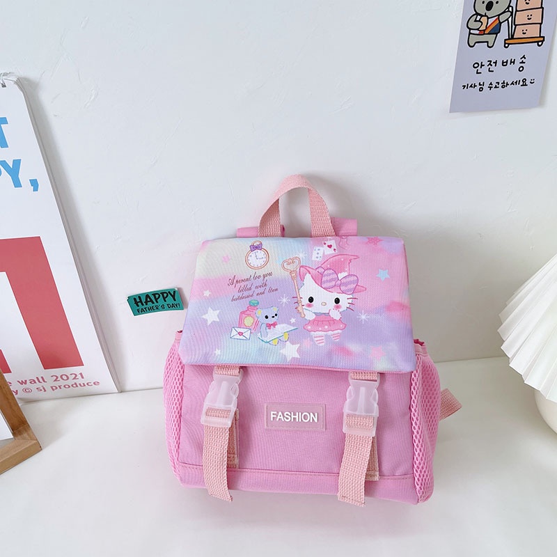Ba Lô Đi Học Vải Oxford Cỡ Lớn Họa Tiết Hoạt Hình GP41 Sanrio Kuromi unicorn Cinnamoroll Hello Kitty Cho Bé Mẫu Giáo