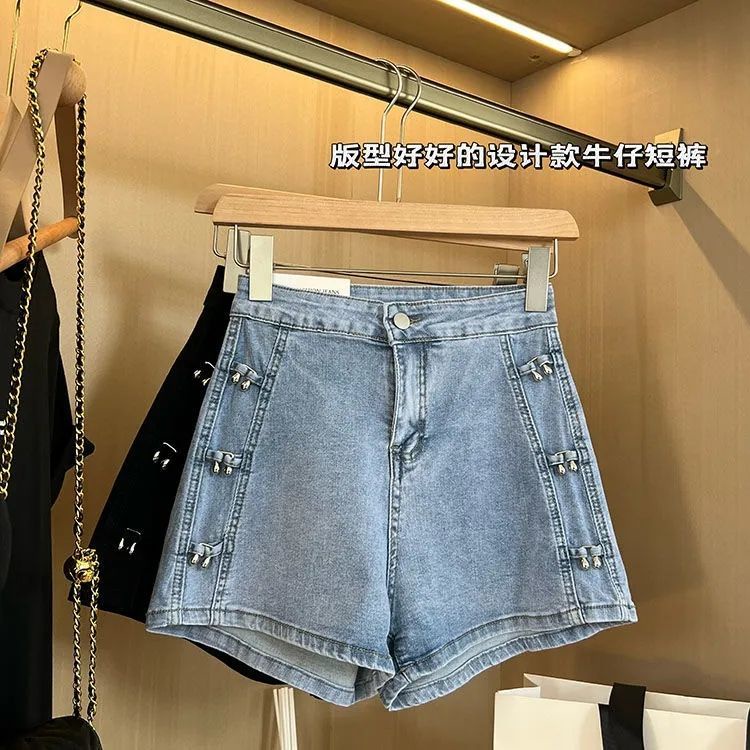 Quần Short Denim Chữ A Lưng Cao Phong Cách Mới