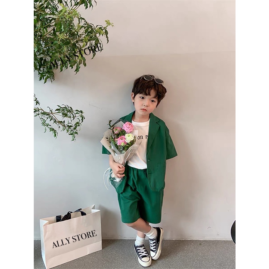 Bộ vest xanh cực yêu cho bé trai K180