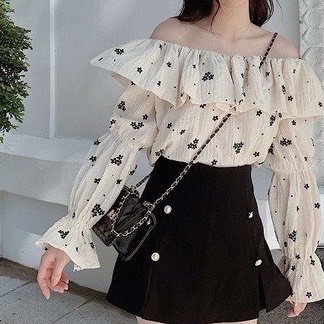Chân váy chữ A xẻ tà phối cúc ngọc kẻ trước đơn giản sang chảnh chất tuyết mưa đẹp CV564 SUTANO
