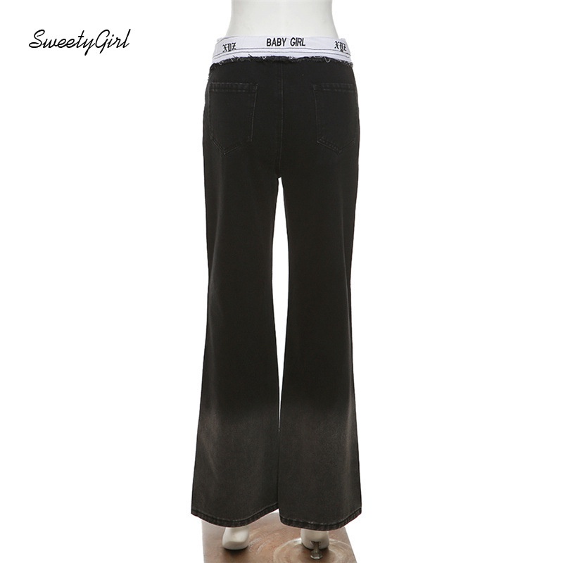 Quần Jean Dài Lưng Cao Màu Đen Trơn Cài Nút Thời Trang 2022 Cho Nữ