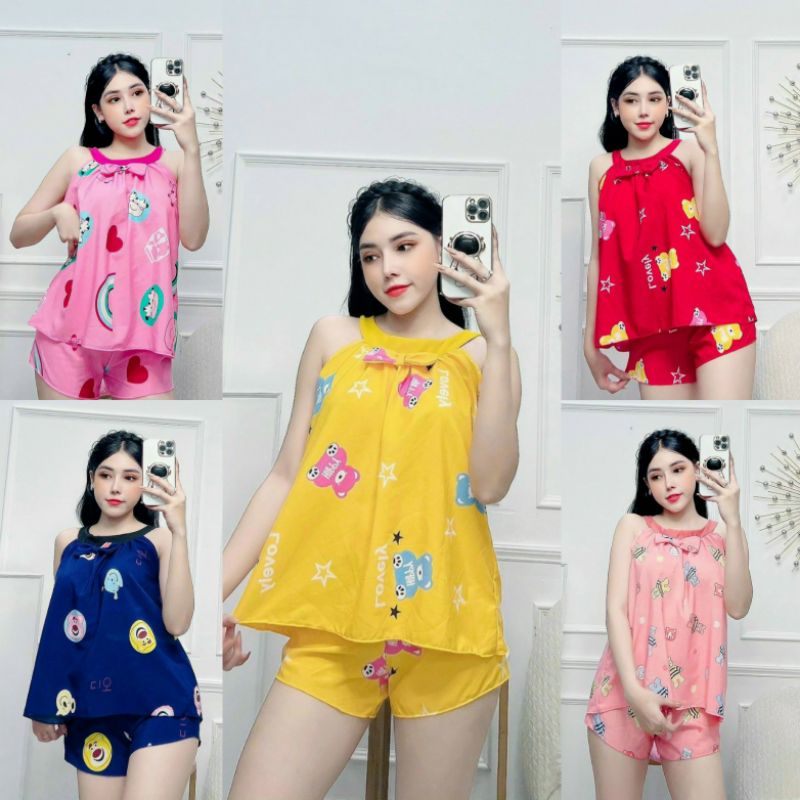 Đồ Bộ Yếm Lụa Nữ Dễ Thương