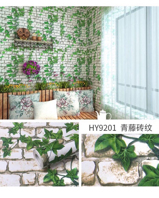 Giấy dán tường hoa hồng 3d xanh 10m x 45 cm sẵn keo | BigBuy360 - bigbuy360.vn