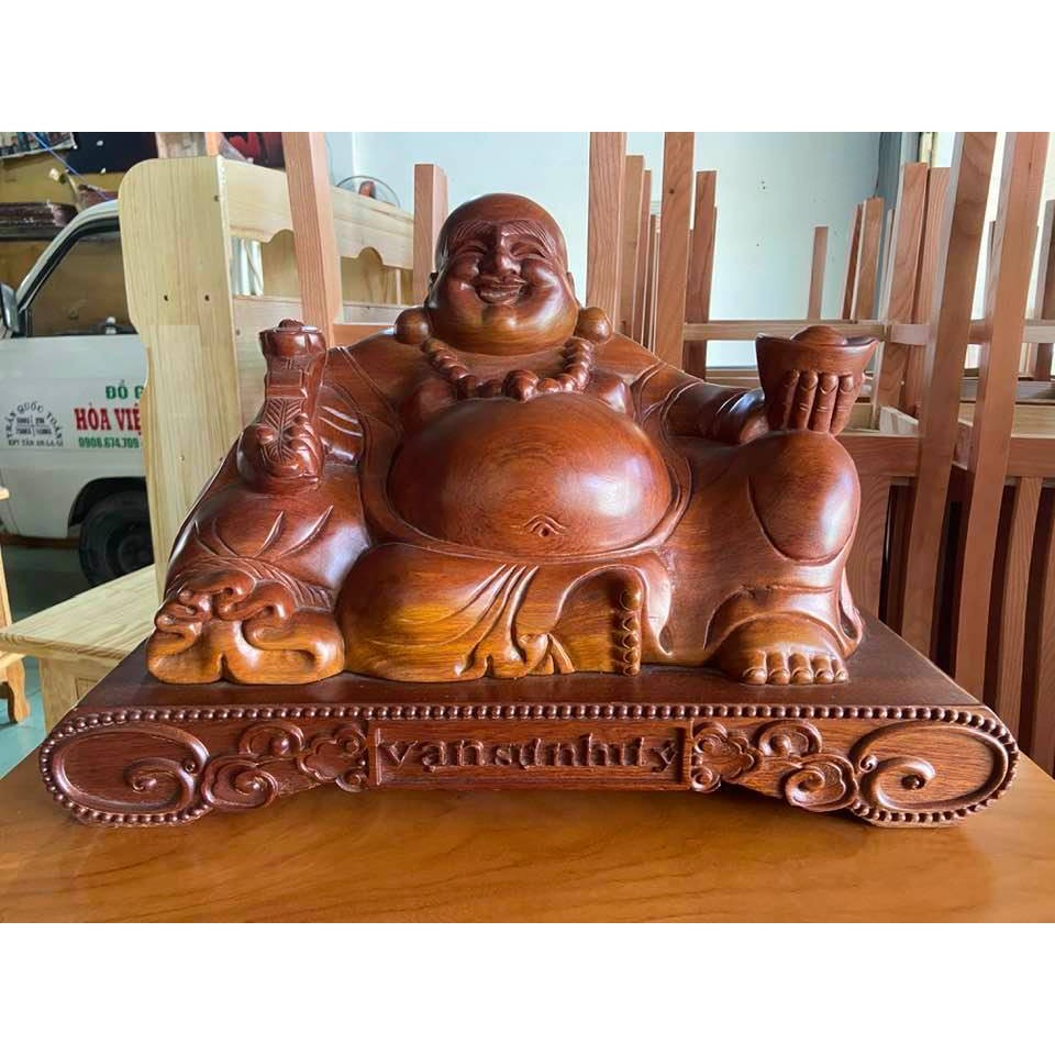 Tượng Phật Di Lạc gỗ Hương 50cm
