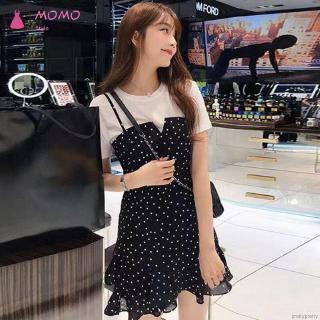 Set Áo 2 Dây Và Chân Váy Chấm Bi Thời Trang Dành Cho Nữ