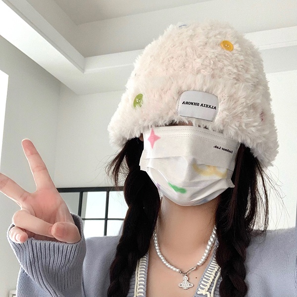 Mũ Bucket Chất Liệu Lông Giả Thời Trang Thu Đông Ấm Áp