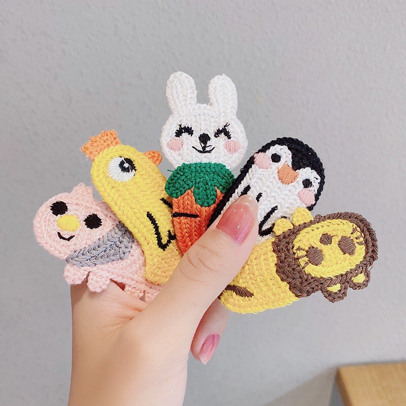 Kẹp tóc vải thêu hình động vật