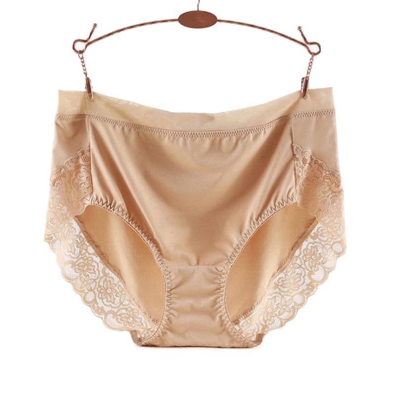 Mid High Waist Polyester Panties Women Lace Seamless Underwear Plus Szie Double Layer Mesh Delicate Milk Silk Fabric 95-200Kg | BigBuy360 - bigbuy360.vn