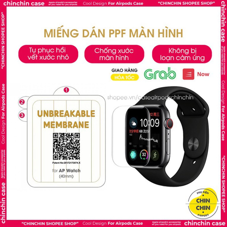 freeship Miếng Dán Skin PPF Màn Hình Cho Apple Watch Chống Xước Màn Hình Tự Phục Hồi Vết Xước Đủ Size 38mm 40mm 42mm 44m