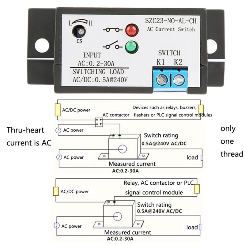 Mô Đun Cảnh Báo Dòng Điện Nev SZC23-NO-AL-C 0.2-30A 240V AC