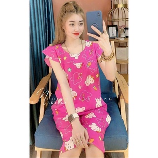 Đồ bộ lửng mặc nhà kate lụa họa tiết thỏ dễ thương