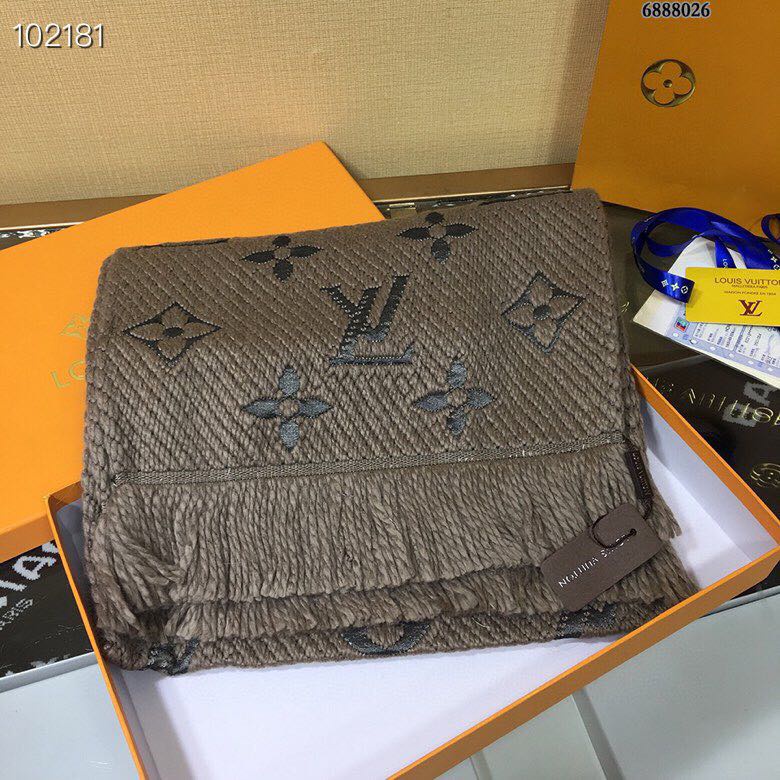 Khăn Choàng Len Lv Hai Màu Nâu