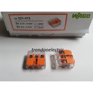 Đầu nối dây điện 3 dây 4.0mm2 32A WAGO COMPACT 221-413