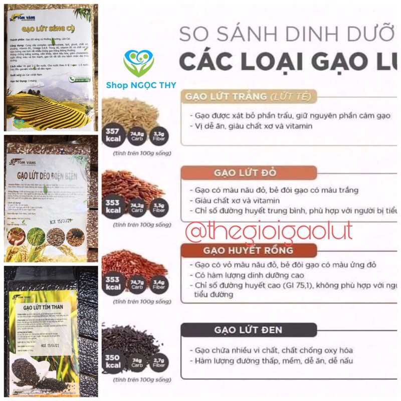 1kg gạo lứt dẻo Tôm Vàng, gạo lức ngon đậm cơm ăn kiêng giảm cân