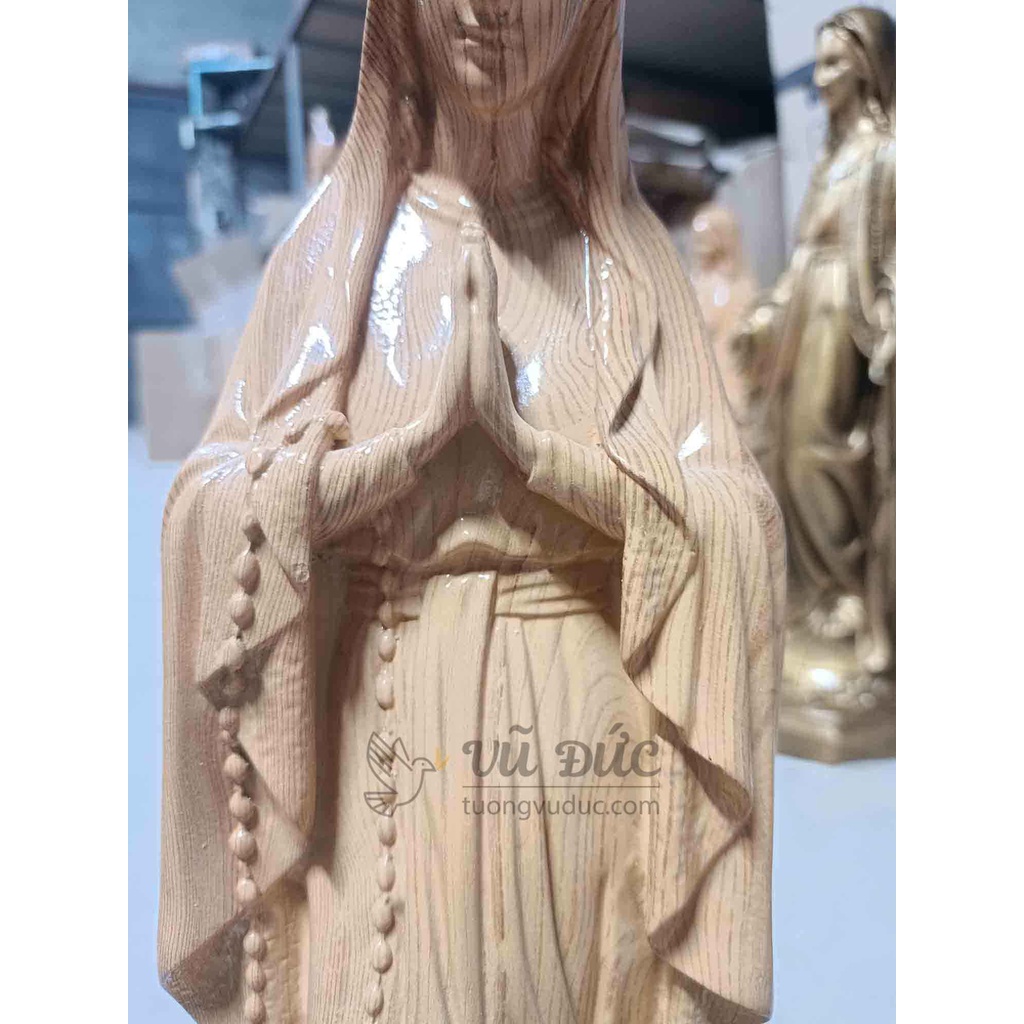 Tượng mẹ Maria giả gỗ 50cm | Tượng Công giáo Vũ Đức