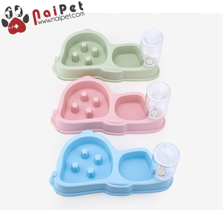 Bát Đôi Chống Ăn Nhanh Gắn Bình Cấp Nước Tự Động Fox Shape Dog Bowl BAU022