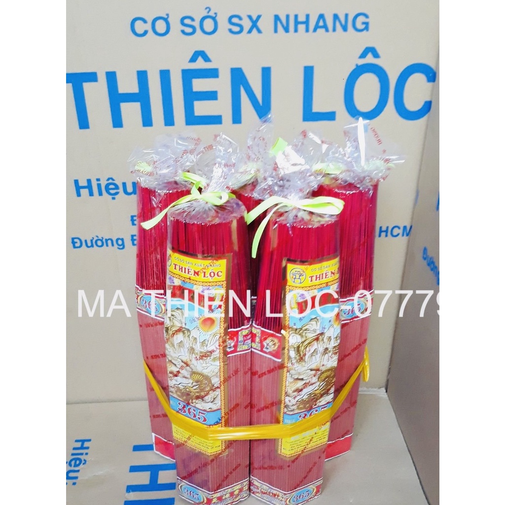 Nhang Thơm Dịu Nhẹ ít Khói Hương Trầm Ngọt Hiệu 365 Thiên Lộc An Toàn Cho Sức Khỏe - 4 Tấc Bó Đại 800 Nén