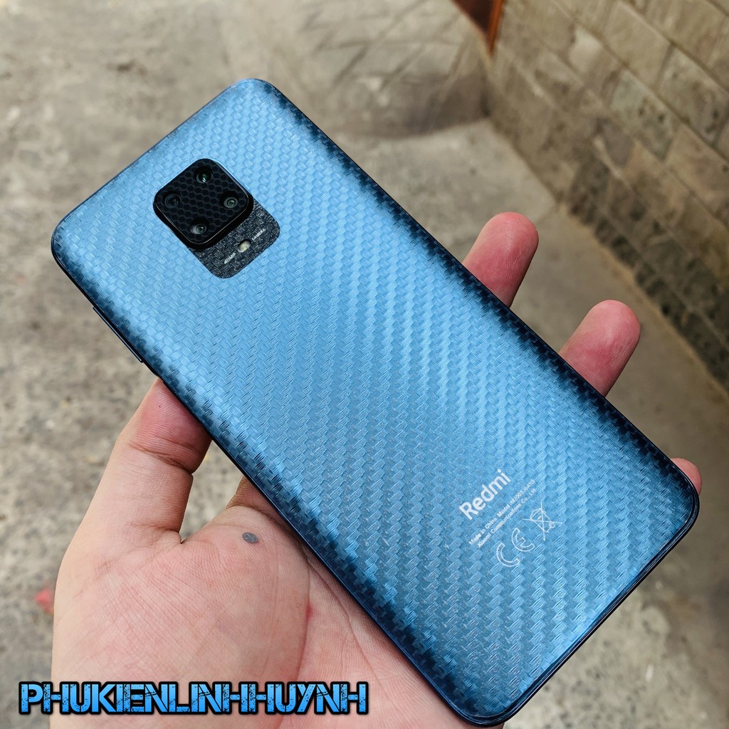Miếng dán Redmi Note 9s mặt lưng Carbon, Skin 3M dán Camera .