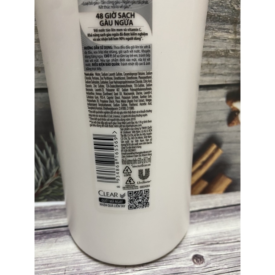 Dầu gội đầu Cear sạch gàu thảo dược hương Táo lên men 630g