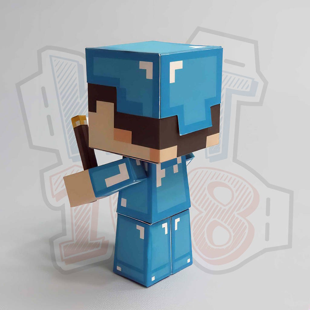 Mô hình giấy Diamond Armor Steve – Minecraft