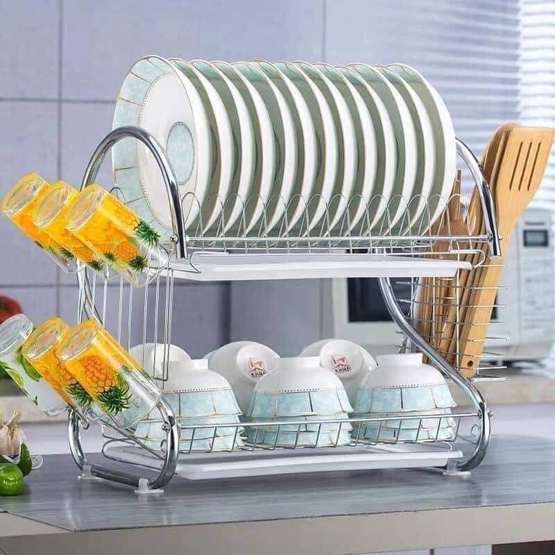 KỆ ÚP BÁT INOX 2 TẦNG Cực kỳ chắc chắn có giá treo vung nồi , up cốc