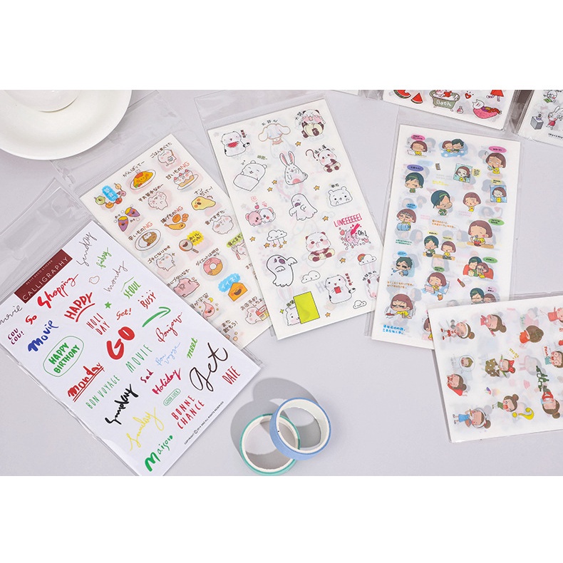 Sticker 6 Tấm Hàn Quốc Hơn 150 Hình Nhiều Mẫu Cực Dễ Thương và Tiện Dụng