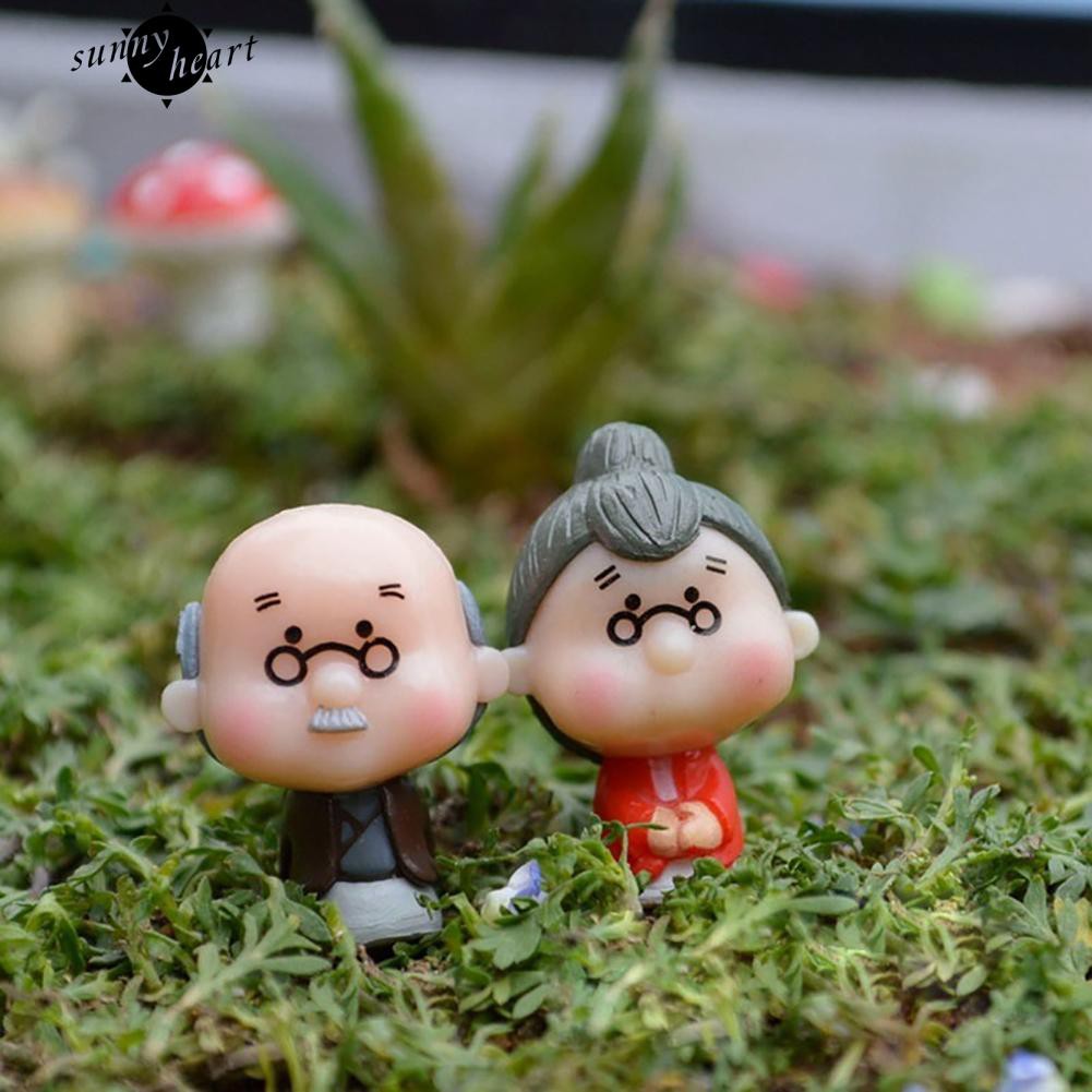 Set 4 tượng cụ ông và cụ bà mini thiết kế dễ thương dùng trang trí tiểu cảnh