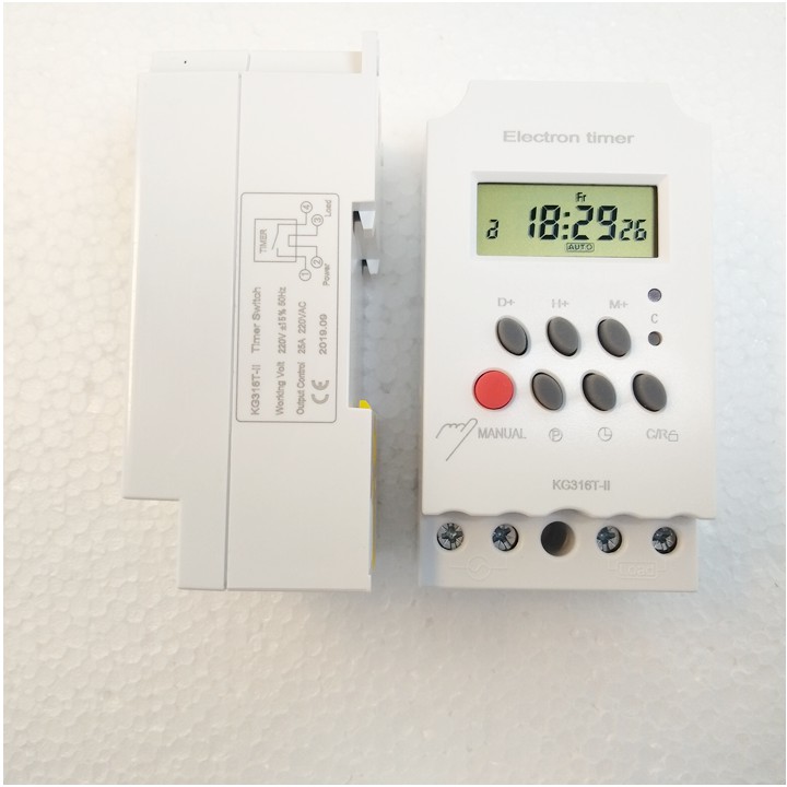 Timer hẹn giờ tự động 16 chương trình KG316T-II 25A 220V - công tắc điện hẹn giờ CÓ KHÓA PHÍM