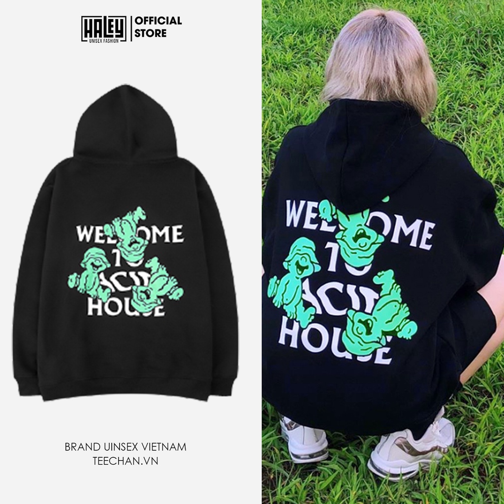 Áo hoodie nam nữ unisex nỉ bông HALEY Wellcome Houise Hàn Quốc mã HD206 Chất nỉ đẹp dày - Quà tặng ngẫu nhiên