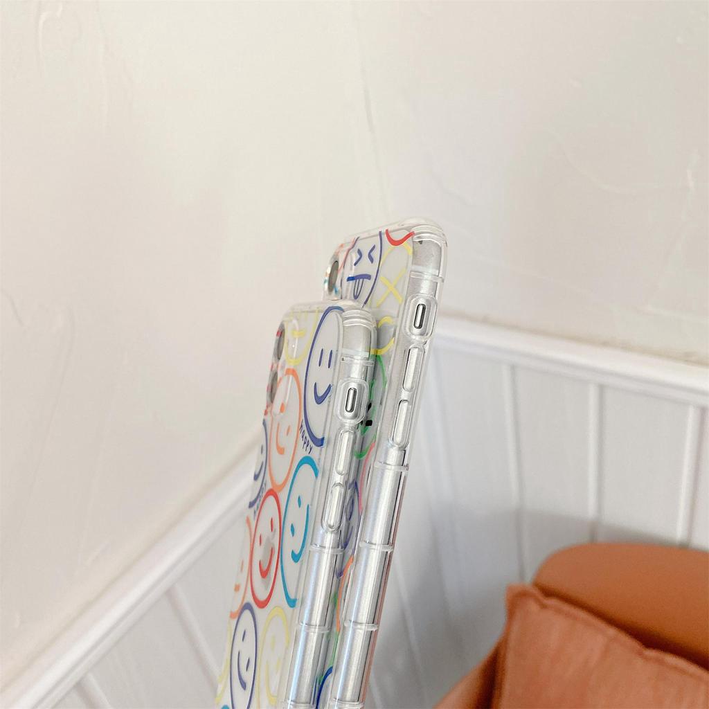 Ốp điện thoại tpu mềm trong suốt in hình mặt cười thích hợp cho iPhone 13 Mini 12 11 Pro X XR XS Max 7 8 Plus SE 2