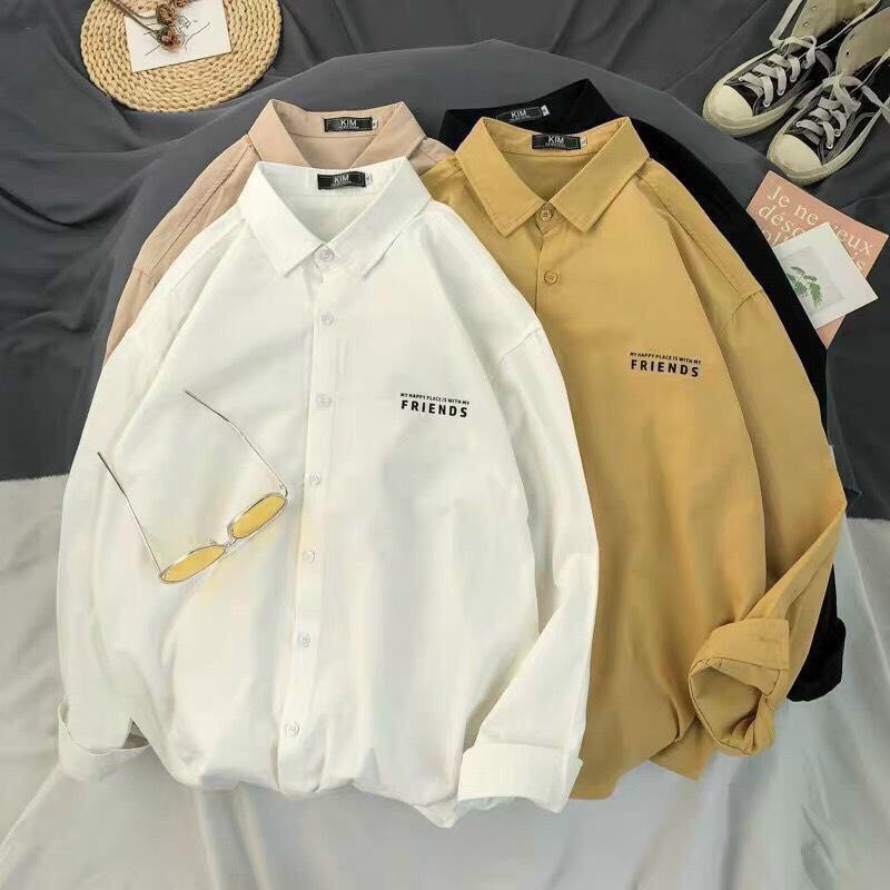 Áo sơ mi nam tay dài chất vải kaki có in hình mặt sau áo năng động trẻ trung | BigBuy360 - bigbuy360.vn