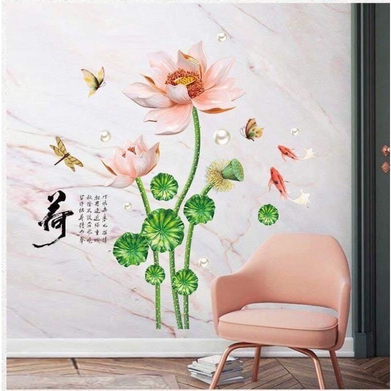 Decal bình hoa trang trí phòng khách , có ke sẵn.