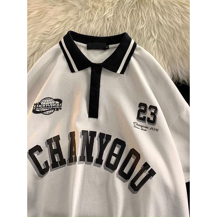 Áo Thun Polo Form Rộng Tay Lỡ Unisex Nam Nữ CHANYOOU Siêu Đẹp Camshop