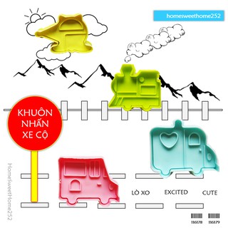 Khuôn nhấn bánh cookie cutter khuôn lò xo in nổi 3D xe cộ excited