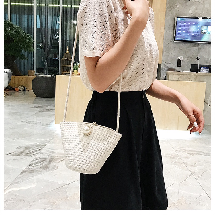 Túi Cói Cotton Đi Biển Phối Hạt Cườm Xinh L1767 - LoanTay