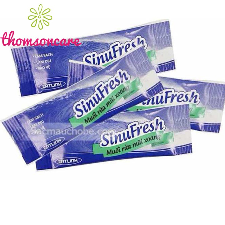 Muối rửa mũi xoang Sinufresh của Cát Linh, thành phần tự nhiên - Hộp 50 gói muối biển nano, giảm tắc mũi