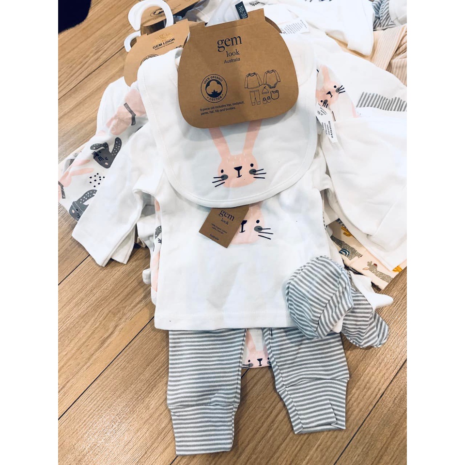 Set bộ sơ sinh 6 chi tiết GEM LOOK