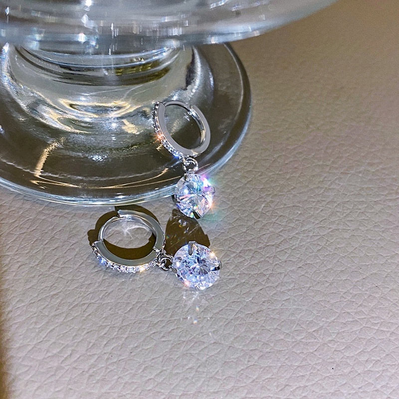 Bông Tai Đính Đá Zircon Đơn Giản Thời Trang Phong Cách Hàn Quốc Cho Nữ